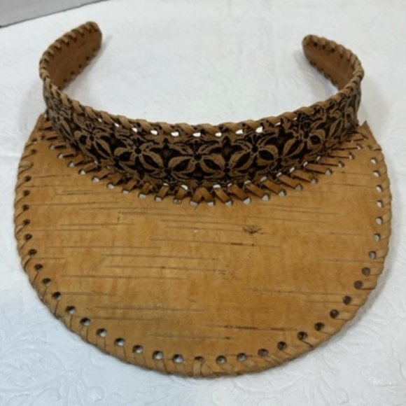 Handmade Natural Wicker Hair Band/Sun Visor From Birch Bark Floral Design - Picture 1 of 6